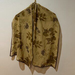 Silk Scarf Shawl Wrap Vintage Botanical Leaves Berries